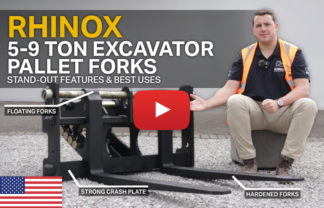 5 - 9 Ton Excavator Pallet Forks (Video)