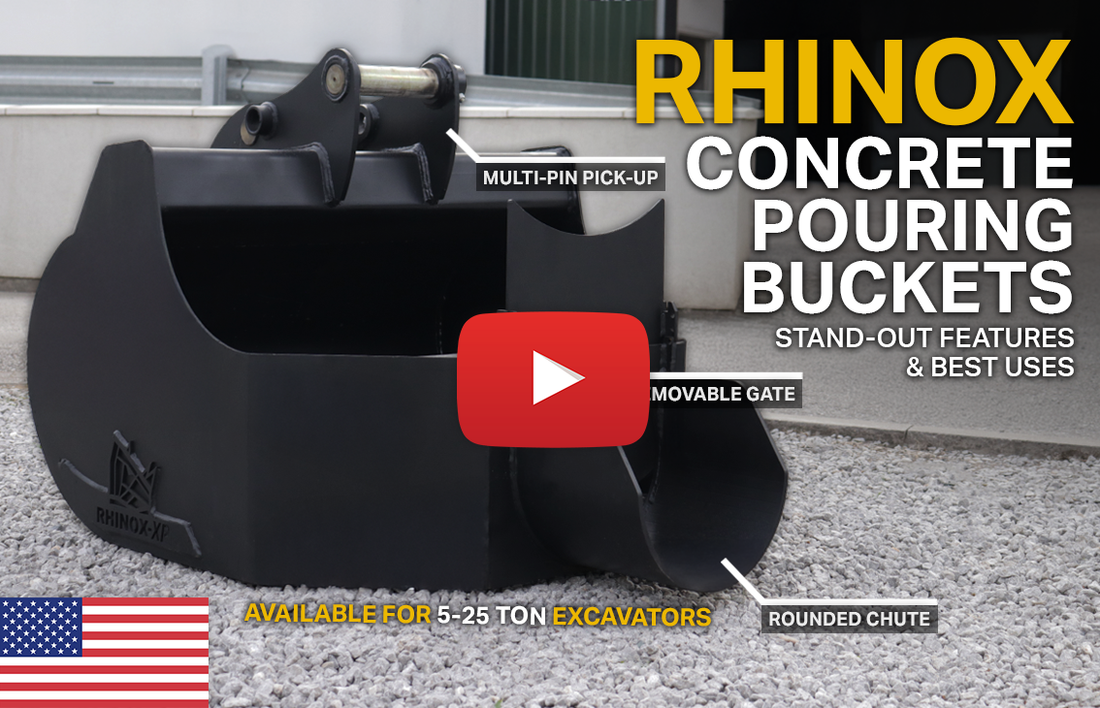 Rhinox Excavator Concrete Pouring Buckets (Video)
