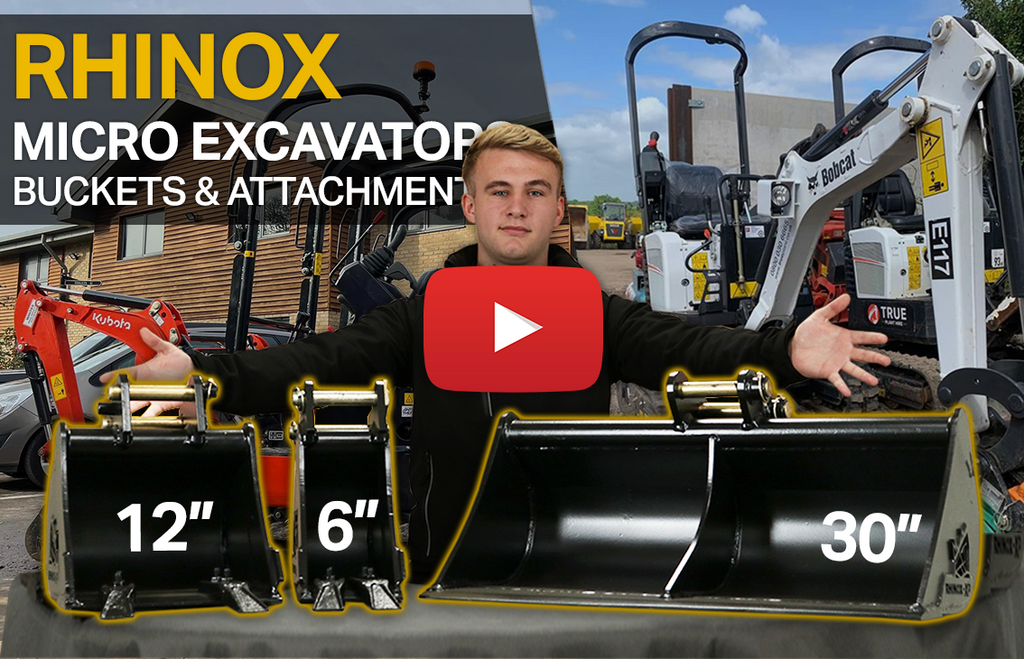 Rhinox 0.75 Ton Micro Excavator Buckets & Attachments Range (Video)