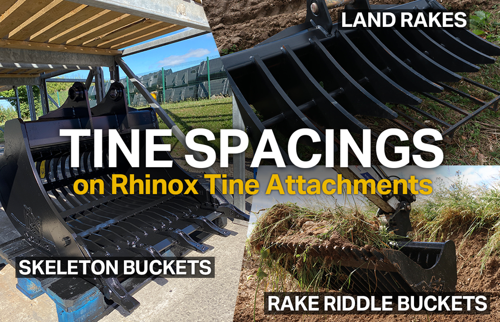 Rhinox Excavator Attachments - Tine Spacings / Tine Widths