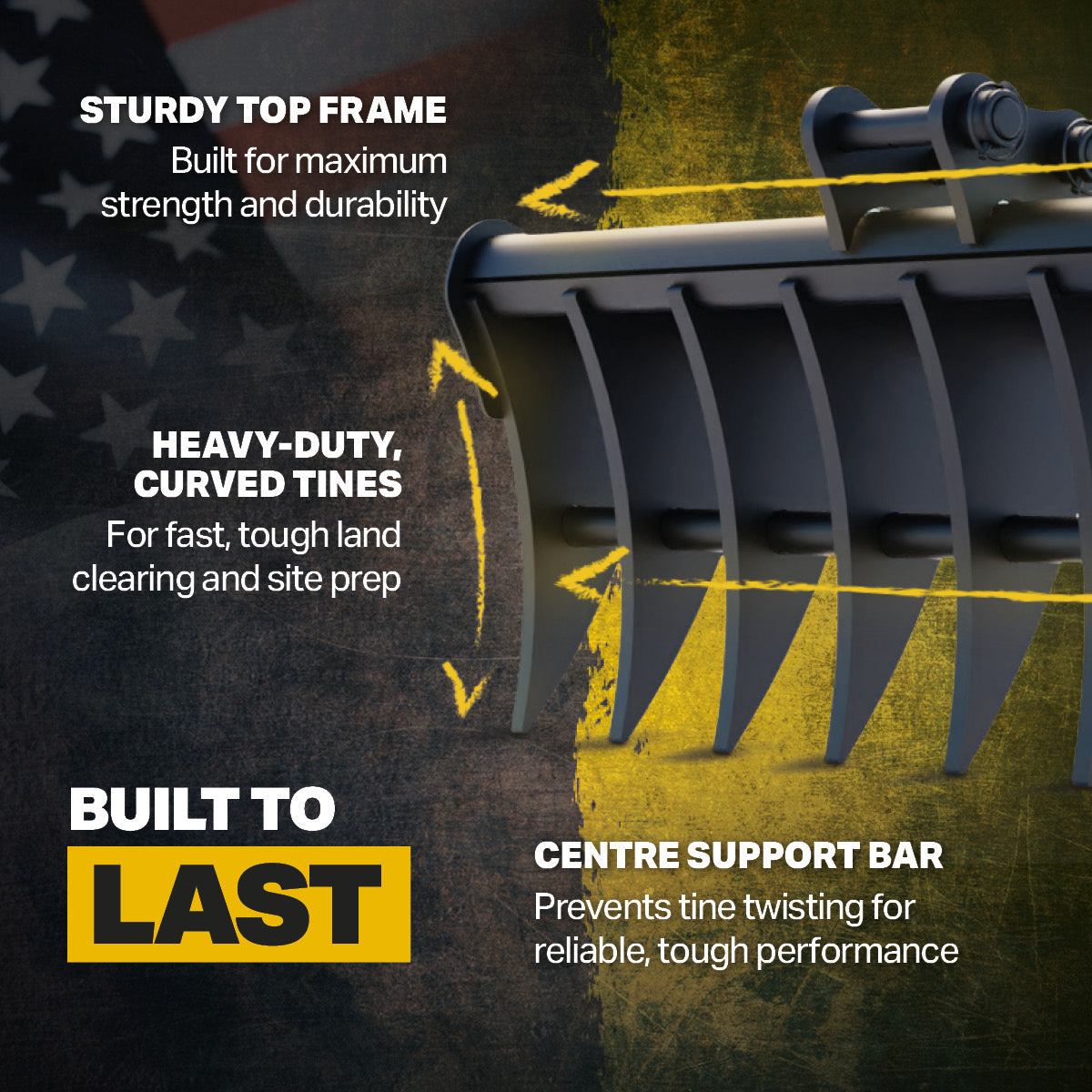 Takeuchi TB210 Land Rake 36" / 900mm Infographic 3