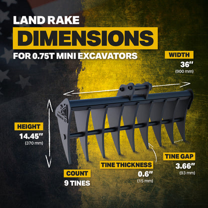 Kubota U10-3 36" / 900mm Land Rake Infographic 2