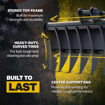 Hitachi ZX19U Land Rake 36 " / 915mm Infographic 3