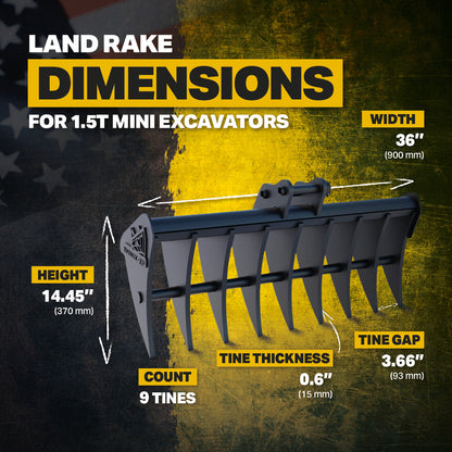 1A Land Rake 36" / 900mm Infographic 2