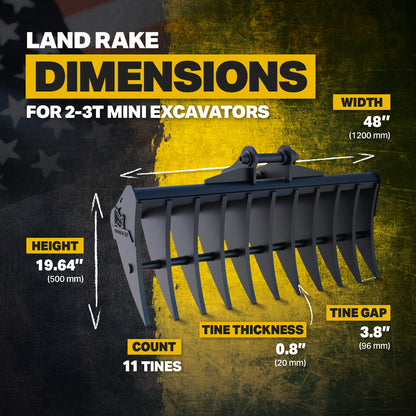 Yanmar VIO27 Land Rake 48" / 1200mm Infographic 2