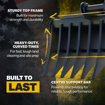 Komatsu PC238USLC-11 Excavator Land Clearance Rake - 84" Heavy Duty Infographic 3
