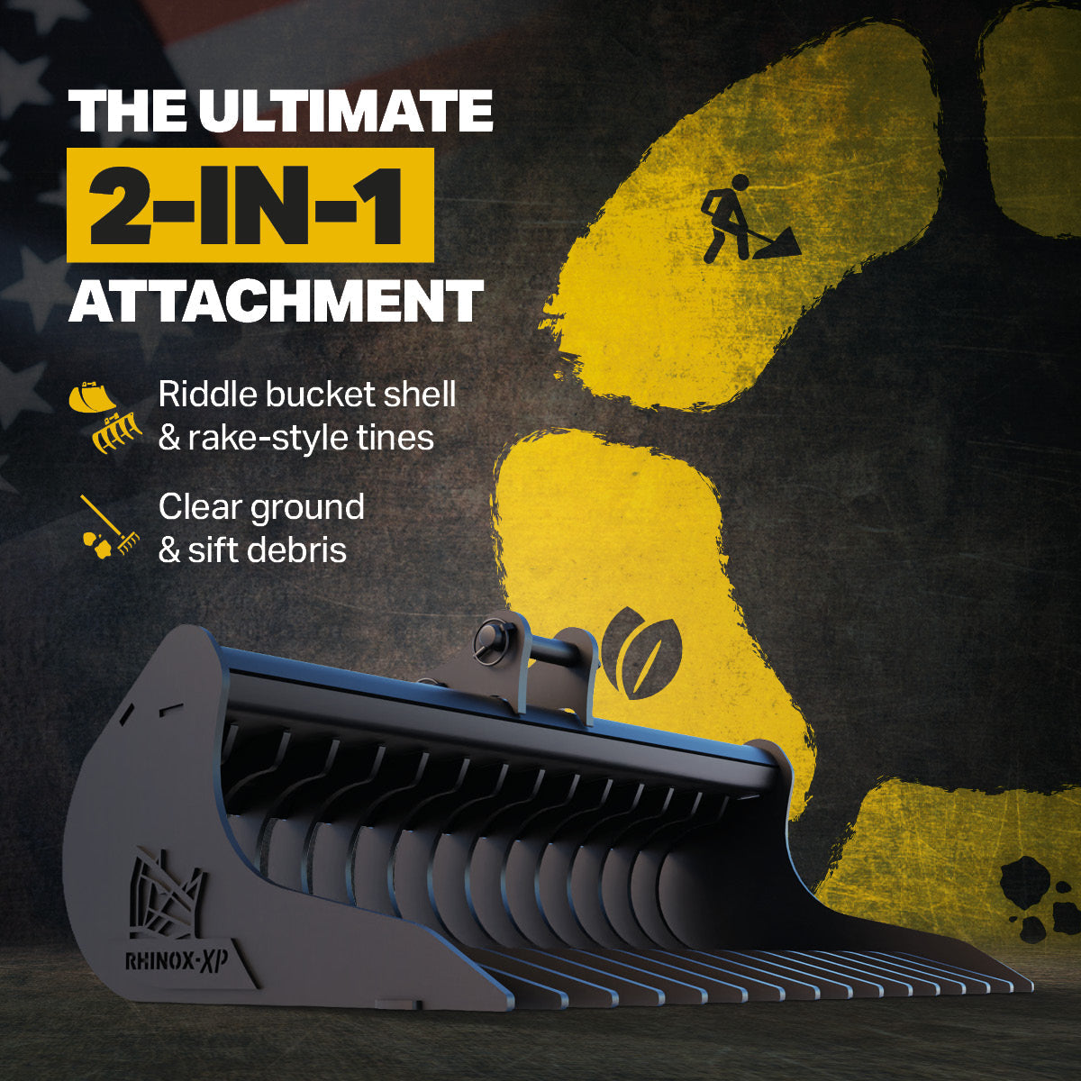 Kubota KX61-2 Quick Attach Rake Riddle Bucket 48" / 1200mm Infographic 1