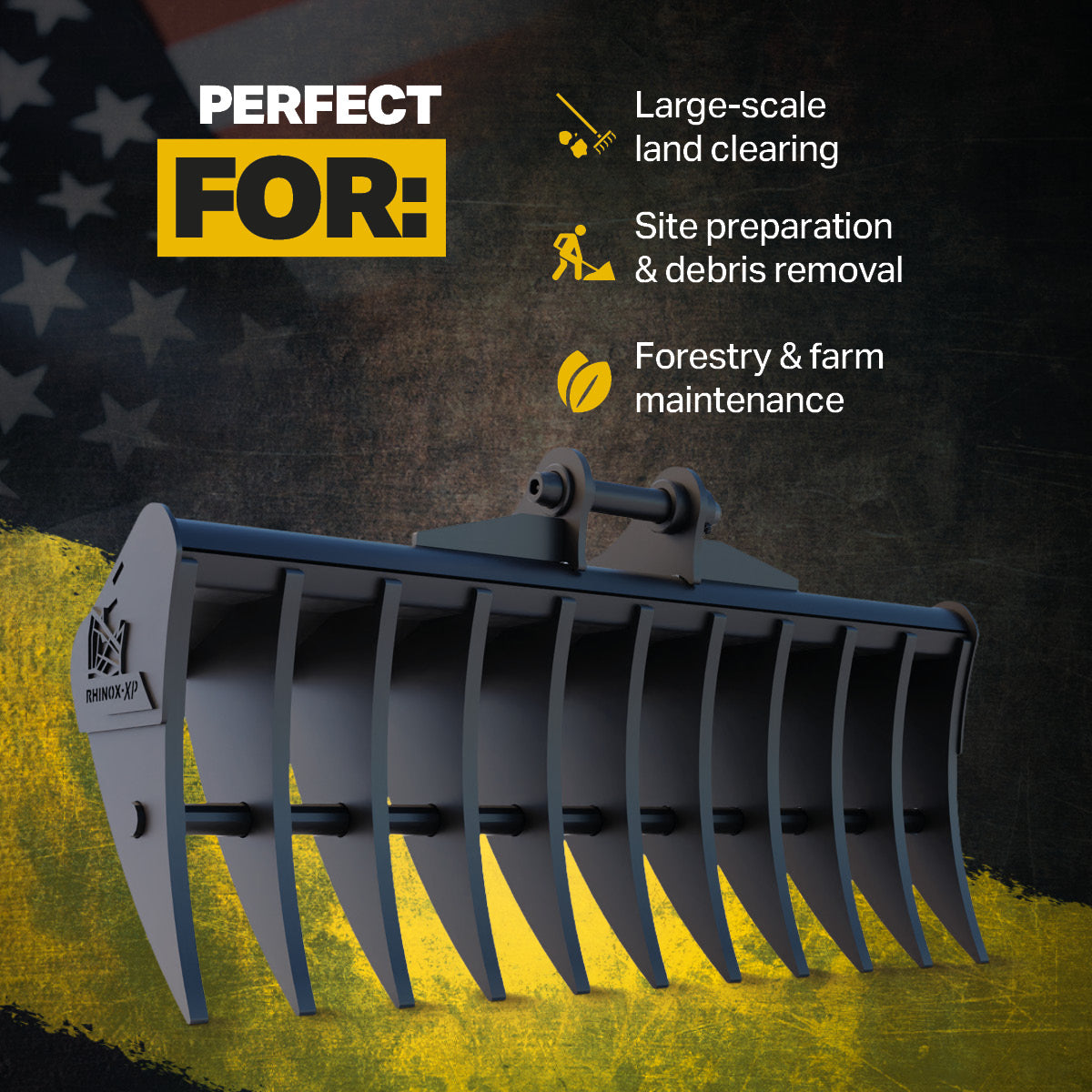 Bobcat X331 X-CHANGE Land Rake 48" / 1200mm Infographic 1