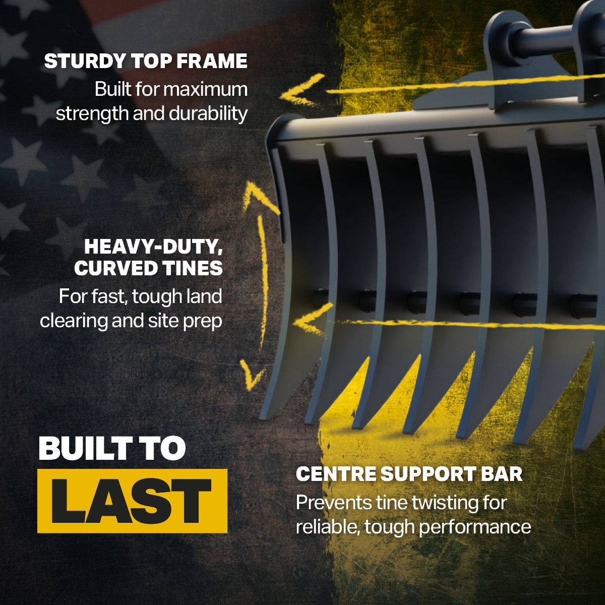 Bobcat X334 X-CHANGE Land Rake 48" / 1200mm Infographic 3