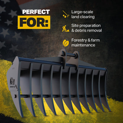 Kubota KX080 Quick Attach Land Rake 60" / 1500mm Infographic 1