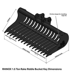 Hitachi ZX16 Rake Riddle Bucket 36" / 915mm